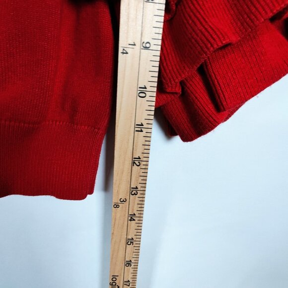 Marissa Webb Women's XS Red Off the Shoulder Ruffled Crop Top - Picture 4 of 8